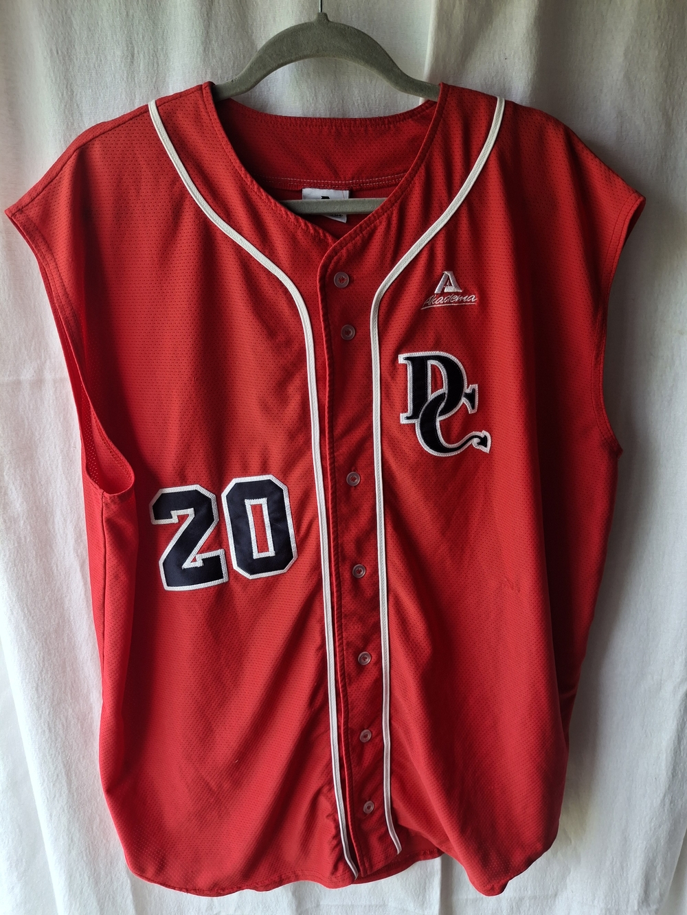 Akadema Vintage Red Sleeveless Baseball Jersey with DC & 20 - Unbranded